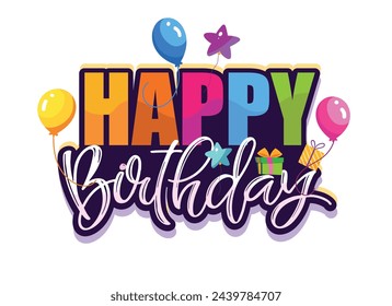 Happy birthday - cute hand drawn doodle lettering postcard. Time to  celebrate. Make a wish. Birthday Party time - label for banner, t-shirt design. 100% vector