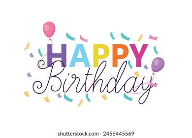 Happy birthday cute hand drawn doodle lettering postcard Time to celebrate Make a wish