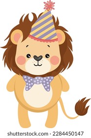 Happy birthday cute lion with hat
