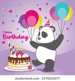 happy birthday with cute little panda