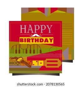 happy birthday for dad day card with music elements