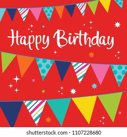Happy birthday with decorating bunting design