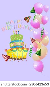 happy birthday decoration backdrop or friend invitation card.