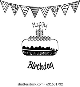 Happy Birthday Decoration Cake Candles Stock Vector (Royalty Free ...