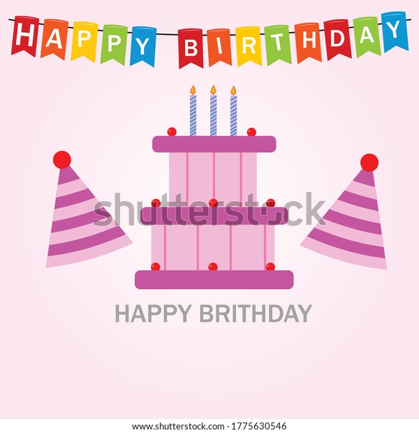 Happy Birthday Decoration Cake Vektor Banner Stock Vector (Royalty Free ...