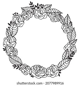 Happy Birthday Decorative Floral Wreath Cut File on White Background