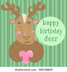 Happy birthday deer greeting card