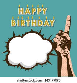 happy birthday deign over blue background vector illustration