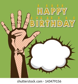 happy birthday deign over green  background vector illustration