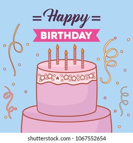 Happy Birthday Card Design Typography Print Stock Vector (Royalty Free ...