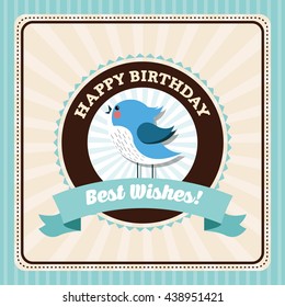 Happy Birthday design. bird icon. Colorfull graphic