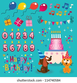 Happy Birthday design elements set