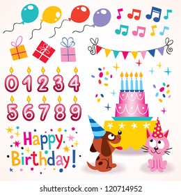 Happy Birthday design elements set