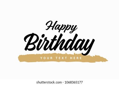 Happy Birthday design. Handwritten modern brush lettering white background isolated vector. greeting card scratched calligraphy black text word gold stars. Hand drawn invitation T-shirt print design.