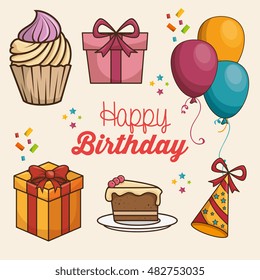 happy birthday design isolated