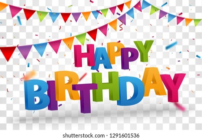 Happy Birthday design letters with colorful confetti	