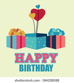 Happy birthday design over beige background, vector illustration