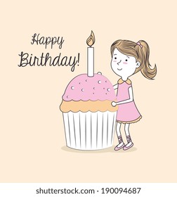 Happy Birthday Design Over Beige Background Stock Vector (Royalty Free ...