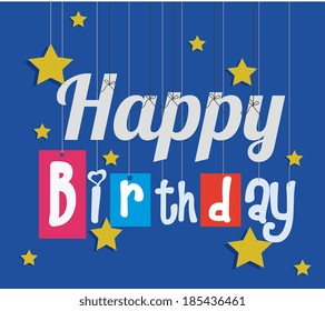 Happy birthday design over blue background,vector illustration