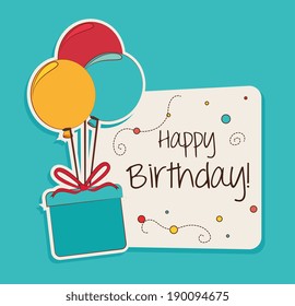 Happy birthday design over blue background ,vector illustration