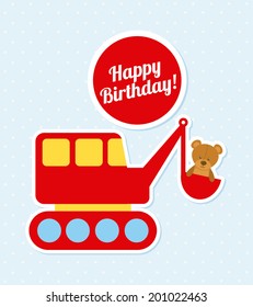 happy birthday design over blue background vector illustration