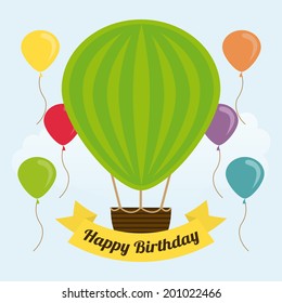 happy birthday design over blue background vector illustration