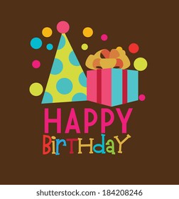 Happy birthday design over brown background, vector illustration