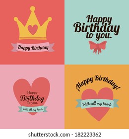 happy birthday  design over colors background vector illustration 