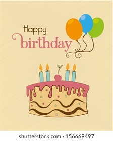 happy birthday design over cream background vector illustration 