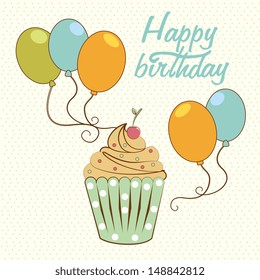  happy birthday design over dotted background vector illustration
