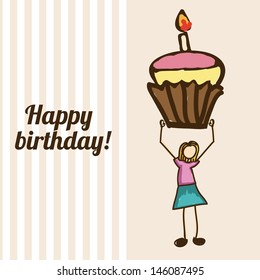 happy birthday design over lineal background vector illustration 