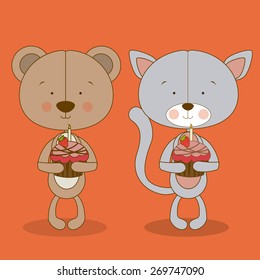 Happy birthday design over orange  background, vector illustration