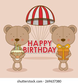 Happy birthday design over pastel colors background, vector illustration