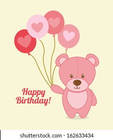 happy birthday design over pink   background vector illustration   