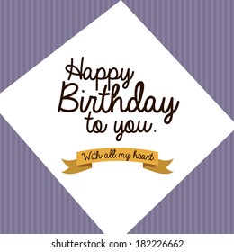 happy birthday  design over purple background vector illustration 