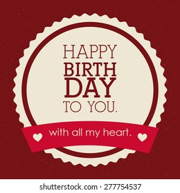 Happy Birthday design over red background, vector illustration