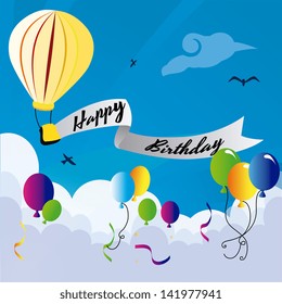 happy birthday design over sky background vector illustration