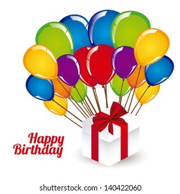 happy birthday design over white background vector illustration