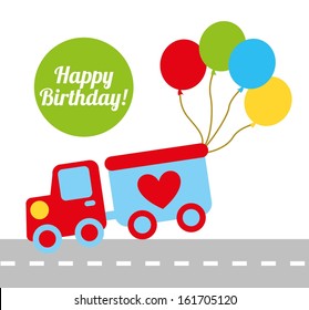 happy birthday design over white  background vector illustration   