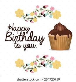 Happy Birthday  design over white background, vector illustration