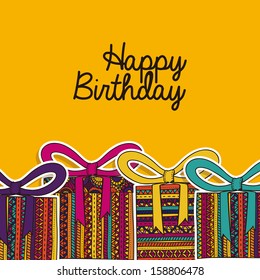 happy birthday design over yellow  background vector illustration  