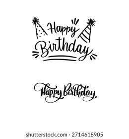 Happy Birthday design Script Lettering for Celebratory Greeting Design on white background. 