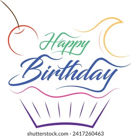 Happy Birthday Design With Simple artwork clean and nice vector illustration modern typography colorful and customizable for greeting cards and posts