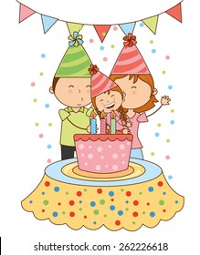 Happy Boy Girl Having Fun Birthday Stock Vector (Royalty Free ...