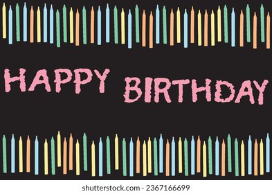 Happy Birthday design vector surrounded by colorful candles on a Black background