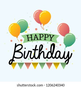 Happy birthday design vector typography with balloons