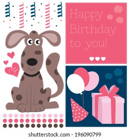 Happy birthday dog vector illustration