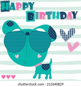 happy birthday dog vector illustration