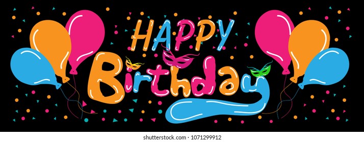 happy birthday doodle with balloon