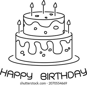 happy birthday and doodle cake, vector - Vector